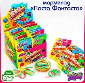 Мармелад ПАСТА ФАНТАСТА в сладкой обсыпке 12 гр.             1/24шт/12бл.          ТМ Канди Мастер