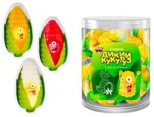 Мармелад ДИКИЙ КУКУРУЗ с жидкой начинкой 10 гр.               1/50шт/12бл.      FunCandyLab