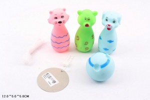 Игрушечный резиновый набор "Боулинг" 4  шт. 12х5х5 см в пакете