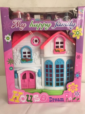 Игрушечный домик для кукол с мебелью в коробке 24х19,5х6,5 см